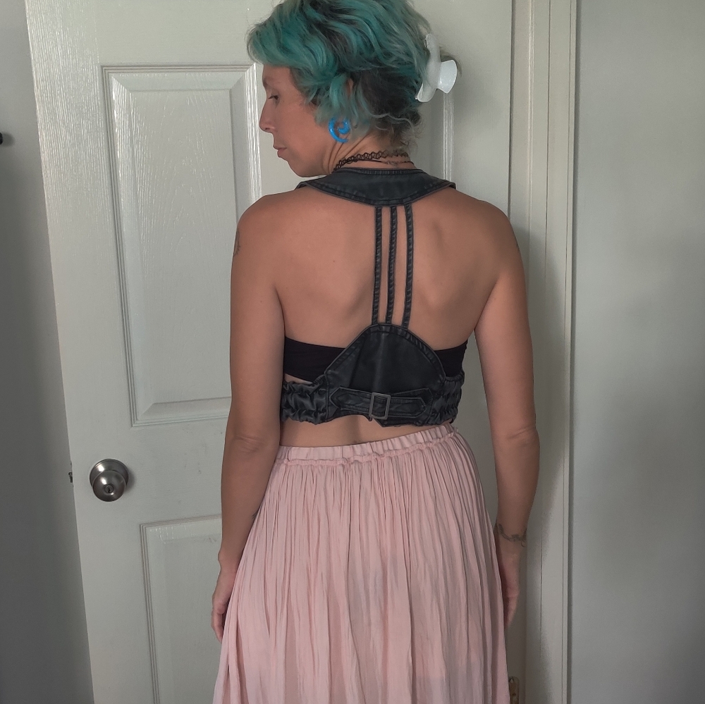 Last Kiss faux leather vest with "open" back